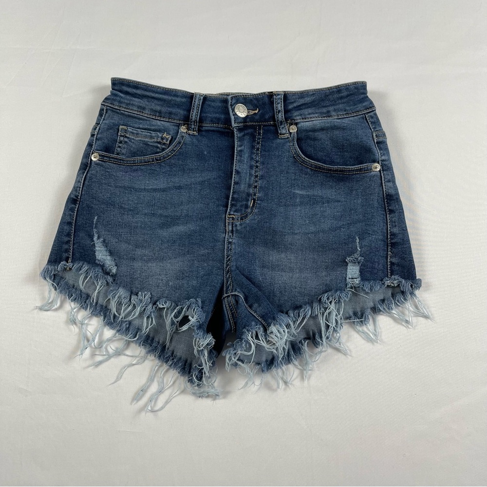 AKIRA  WOMEN'S BLUE DENIM JEAN MINI SHORTS SIZE: SMALL